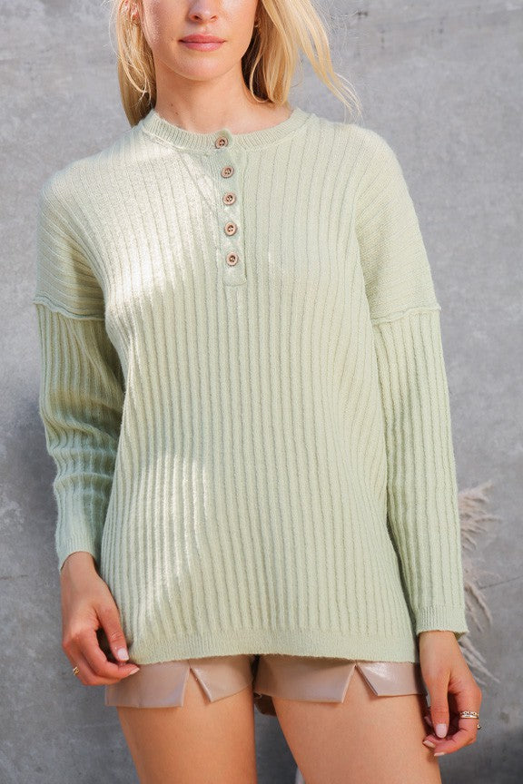 Henley Rib Sweater