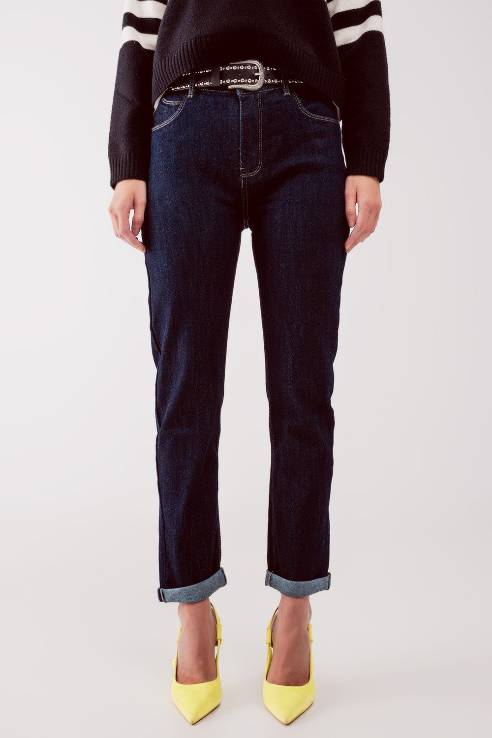 Straight Fit Jeans Dark Wash Blue
