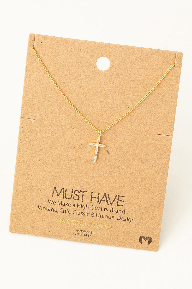 CZ Cross Pendant Necklace