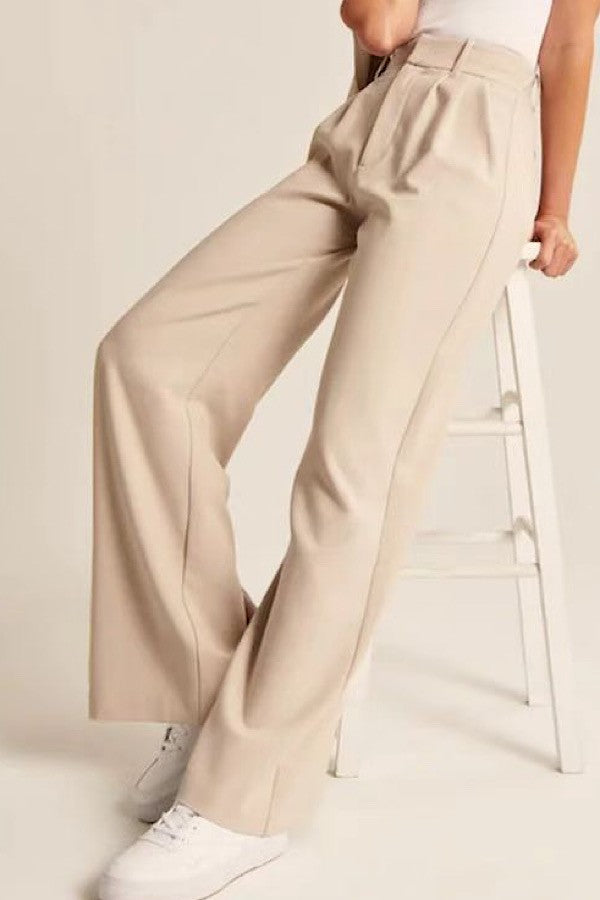 High Waste Wide Leg Cream