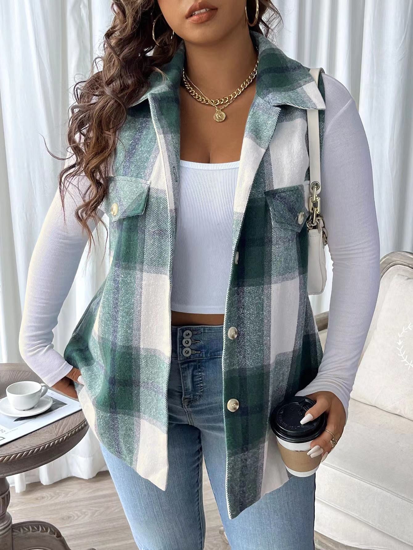 Plaid Vest Green