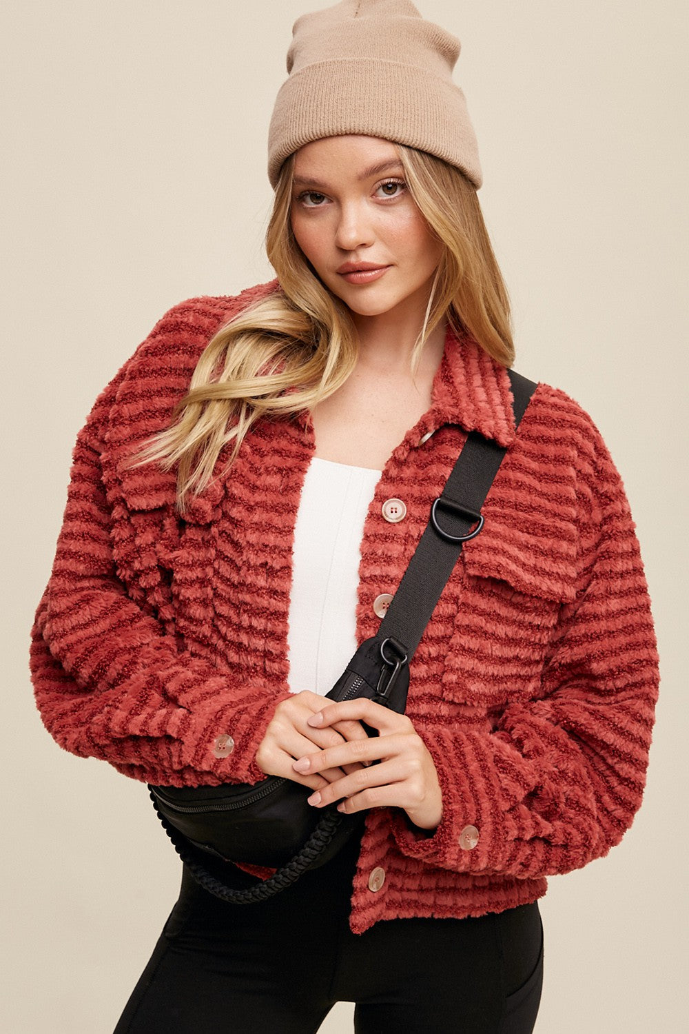 Plaid Shacket Cherry