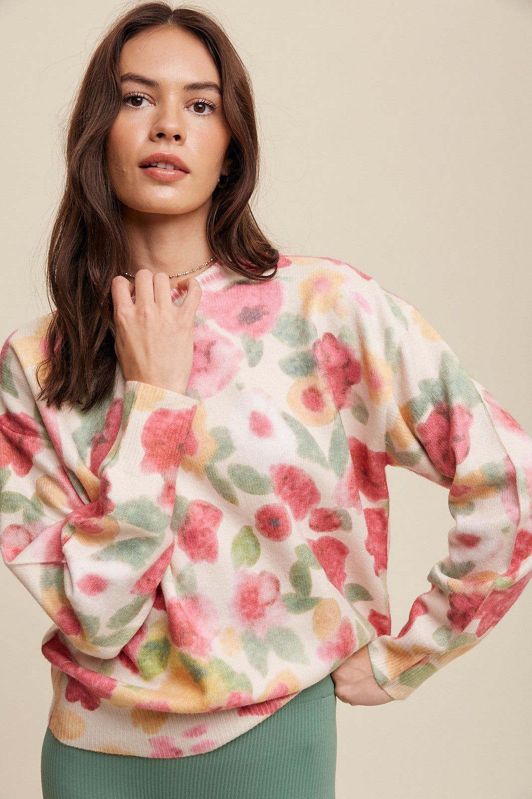 Floral Print Crew Neck