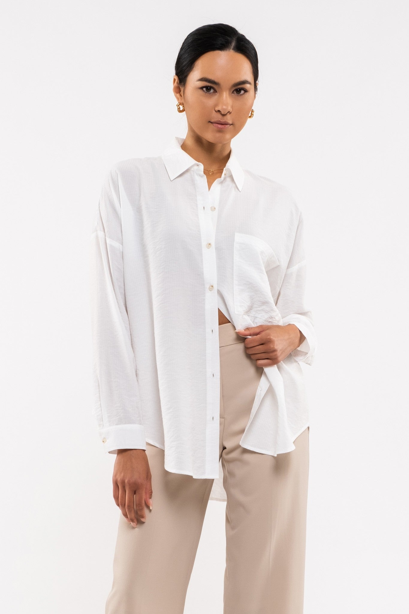 Plus Collared Button Down White