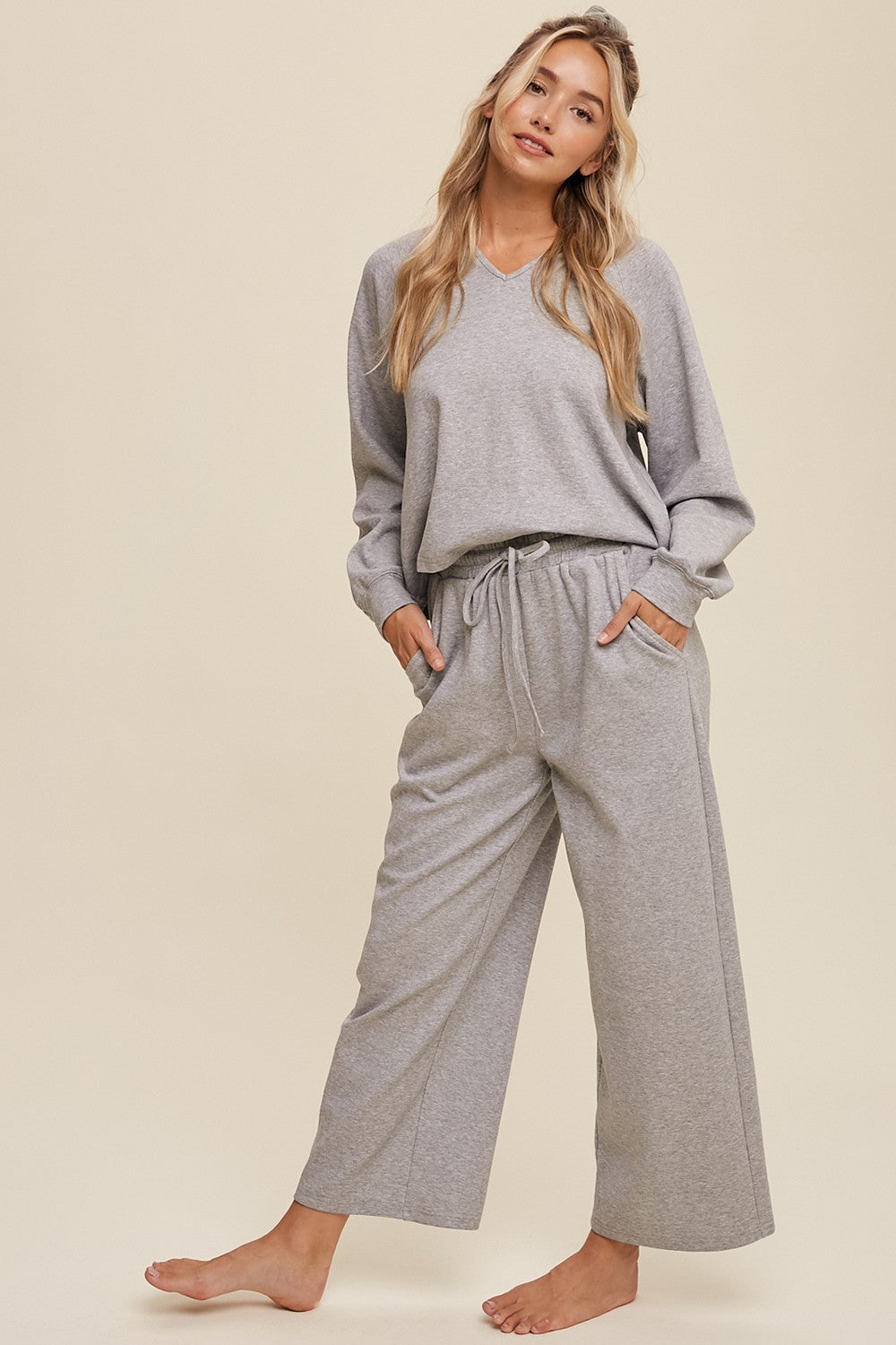 VNeck Sweatshirt and Pant Set-2 pc set
