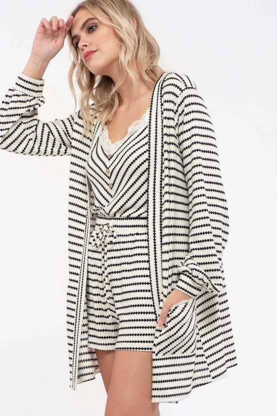 Striped Cardigan Cream/Black