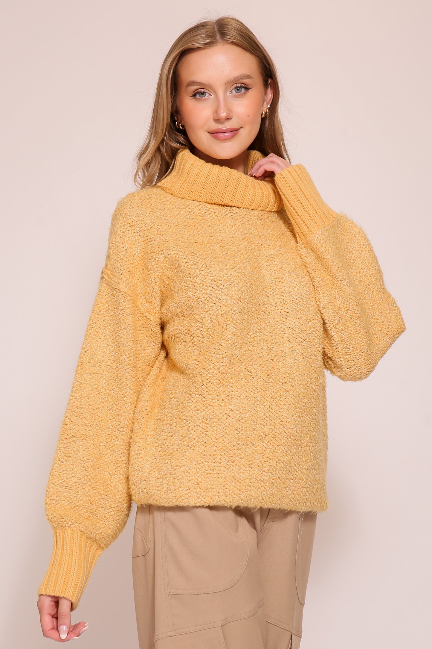 Cozy Chunky Knit Cowl Neck Sweater