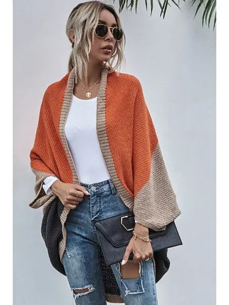 Color Block Cardigan Orange