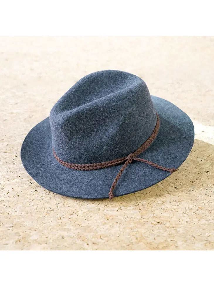 Wool Braided Strap Fedora Hat