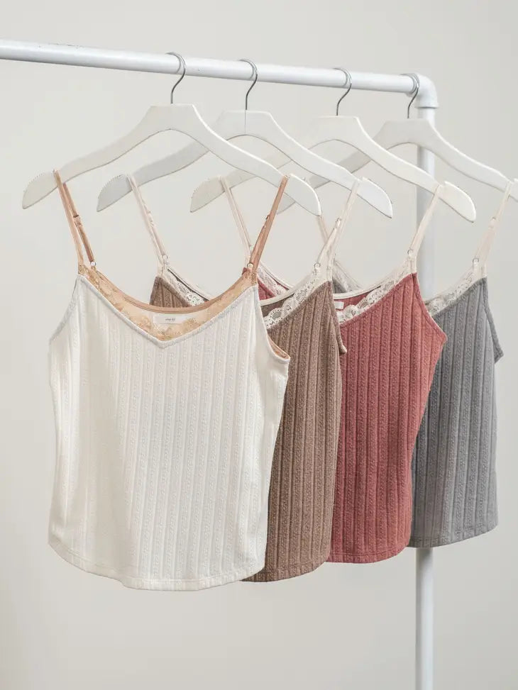 Ribbed Contrast Trim Cami