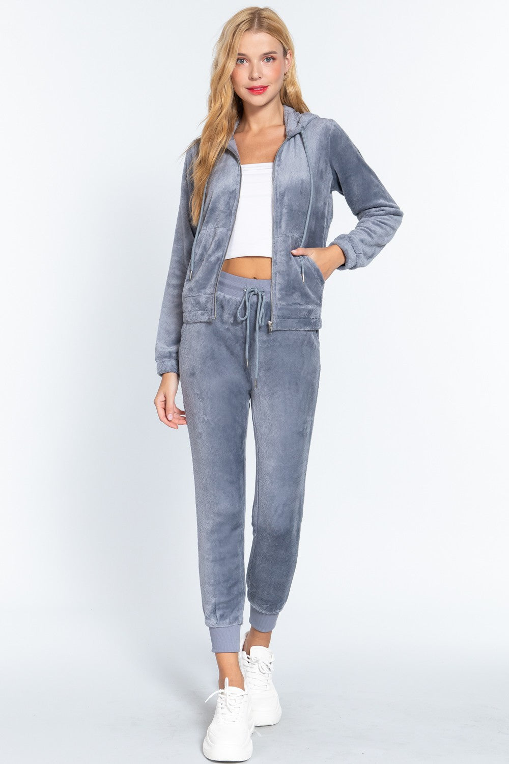 Faux Fur Jacket Jogger Pant Set-2 piece