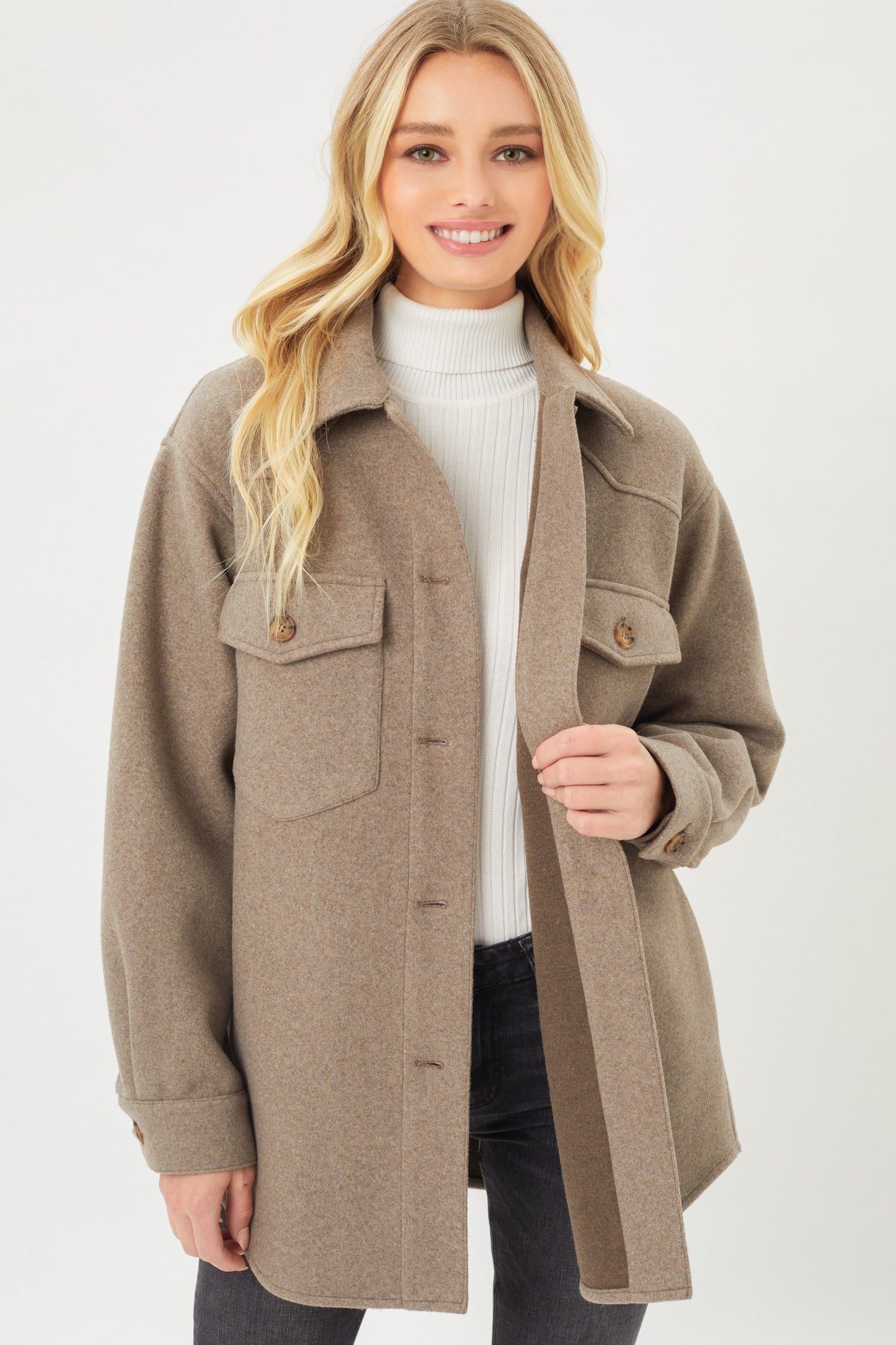 JQ Fleece Oversized Shacket Coco Brown