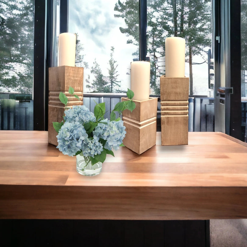 Cubic Mango Wood Candle Holders