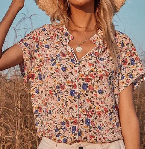 White Floral Blouse