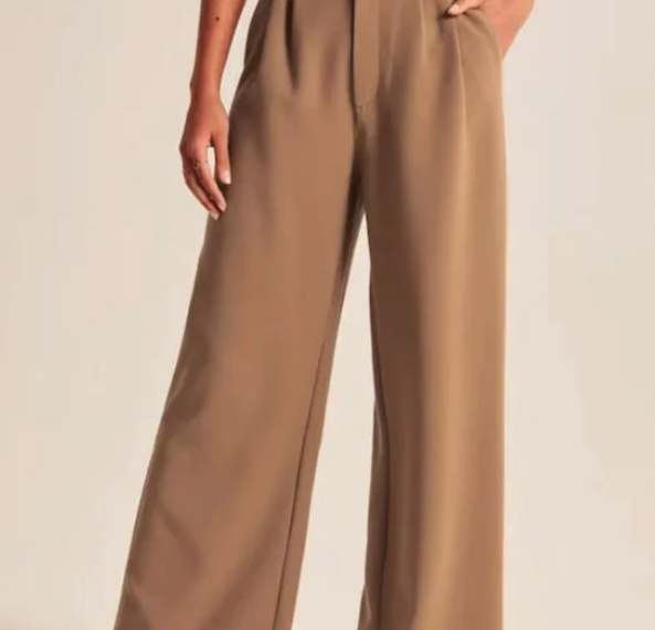 High Waisted Wide Leg Khaki Pants