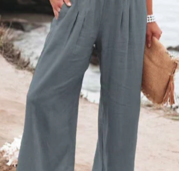 Gray Sheer Palazzo Pants