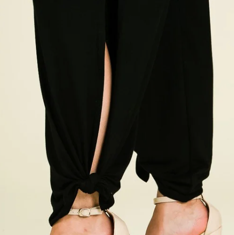 Black Tied Hem Pants