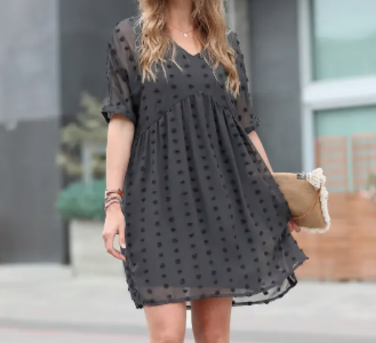 Ash Grey Babydoll Dress