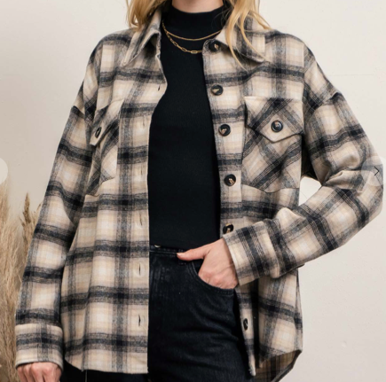 Taupe Plaid Shacket