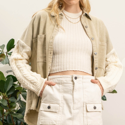 Cable Knit Khaki Jacket