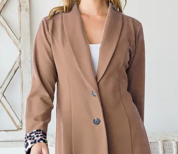 Mocha & Leopard Button Blazer