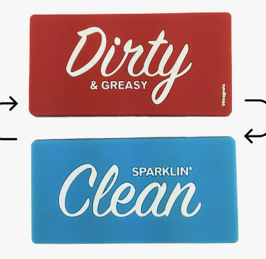 Reversible dishwasher magnet