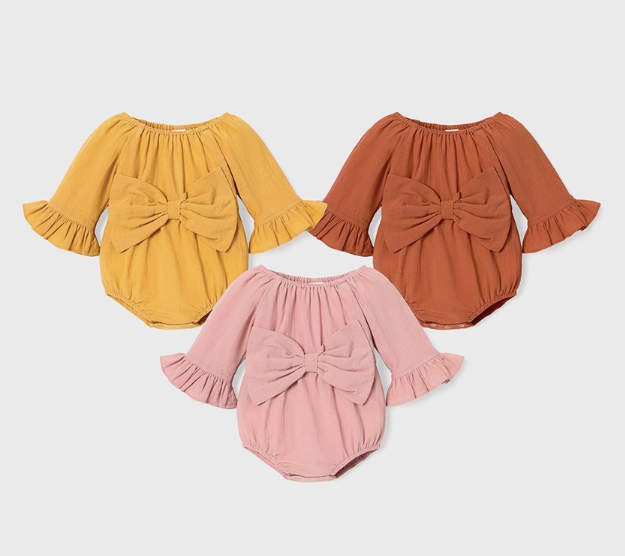 Bow knot 3/4 sleeve romper