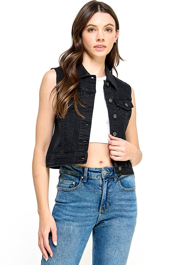 Denim Vest Black