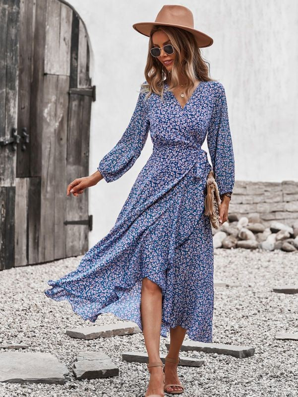 Blue Floral Print Dress