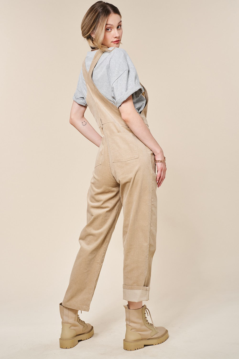 Corduroy Overalls - Taupe