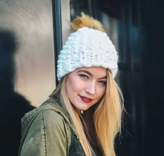 chunky pom beanie