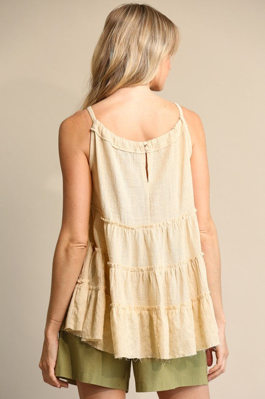 Woven Eyelet Halter Top