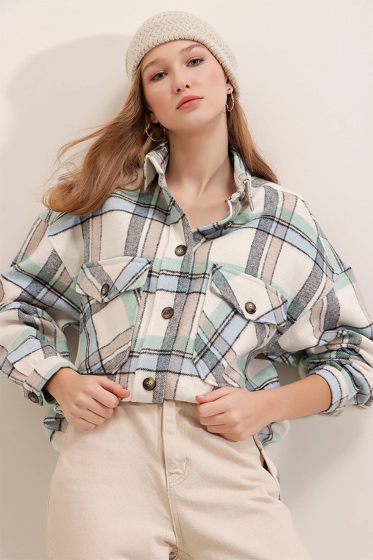 Light Blue (3 Colors) Plaid Pocket Shirt