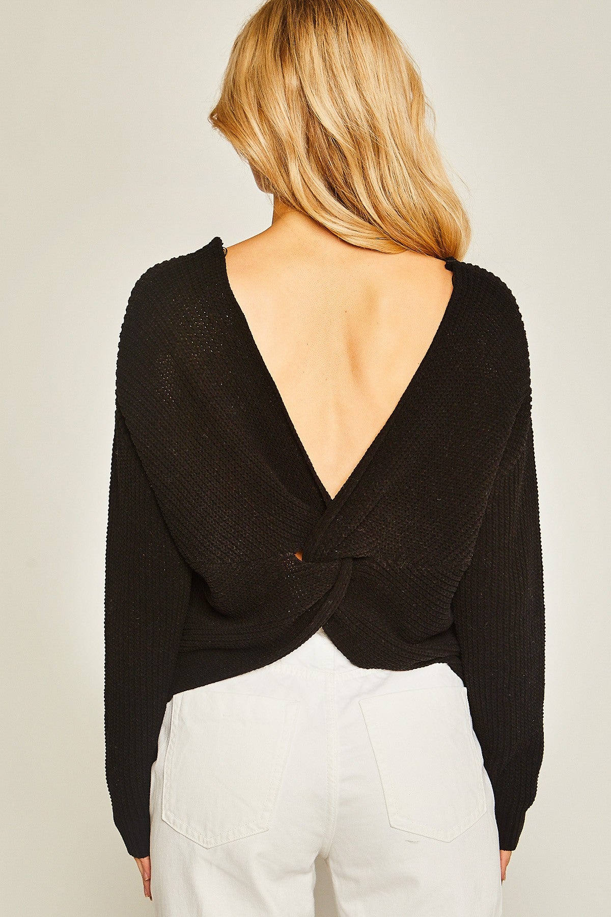 Black Twist Back Sweater