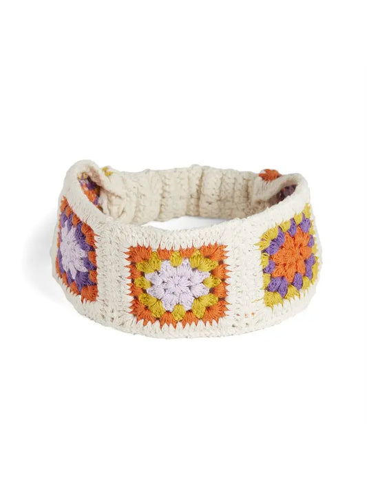 Crochet Knit Headband Orange/Purple