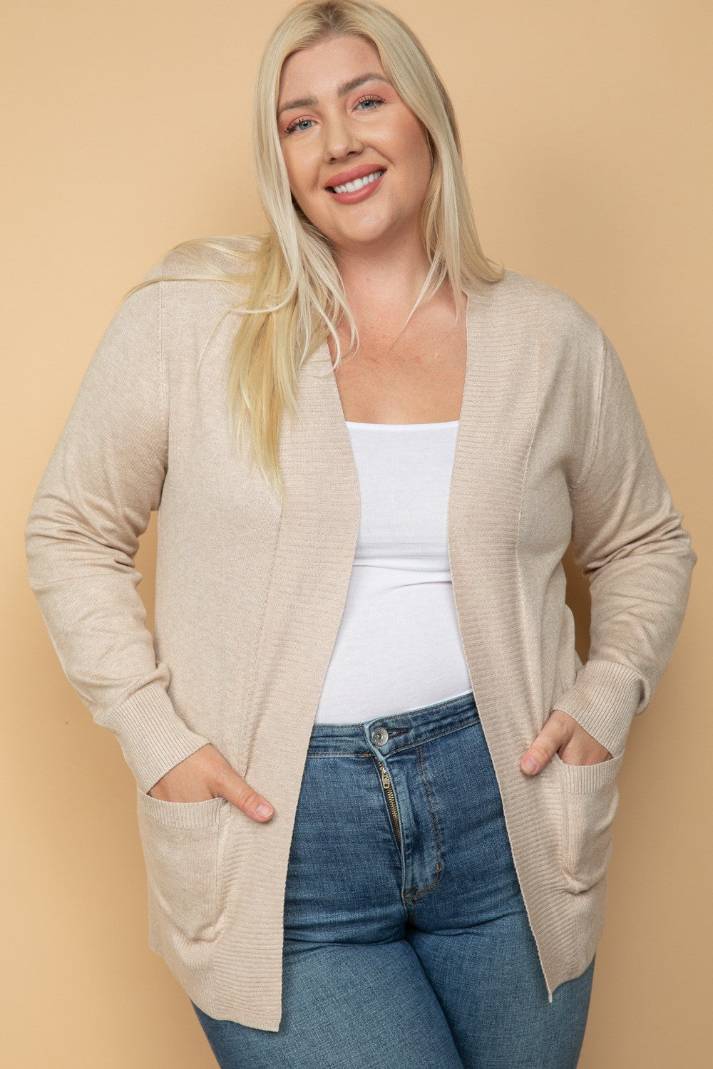 Plus Open Cardigan