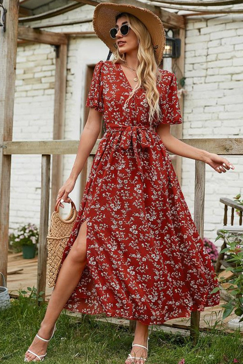 Floral Maxi Dress Red