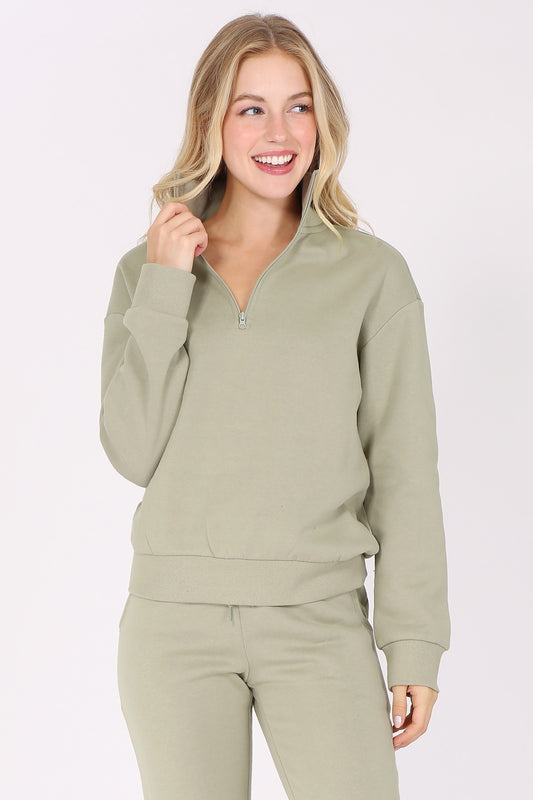 Quarter-Zip Fleece Pullover Sweatshirt