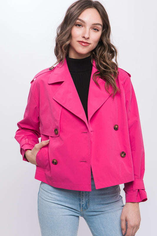 Cropped Trench Jacket Fuchsia