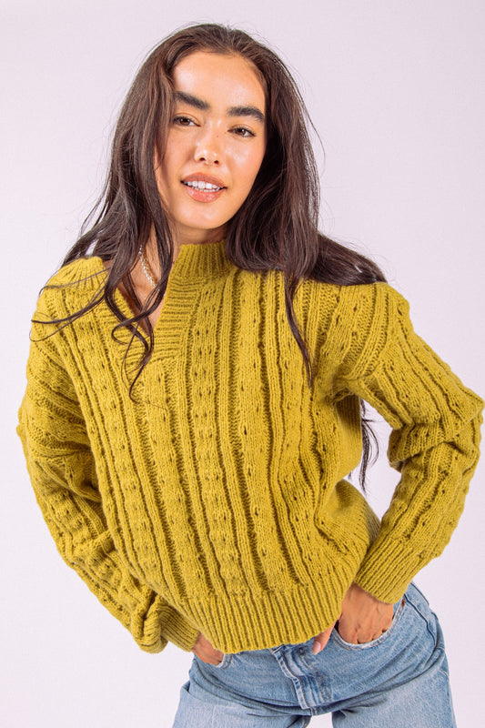 Cable Knit Cozy Knit Sweater Top