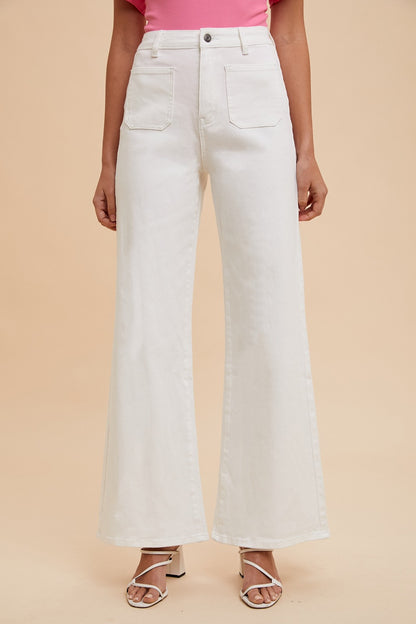 Wide Leg White Denim Jeans