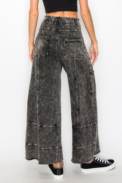 Mineral Wash Wide Leg Pants