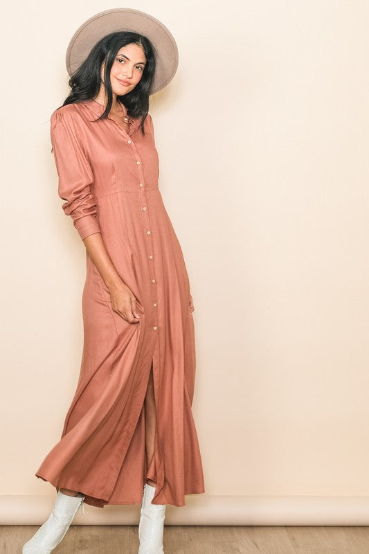 Button Down Flowy Maxi Dress