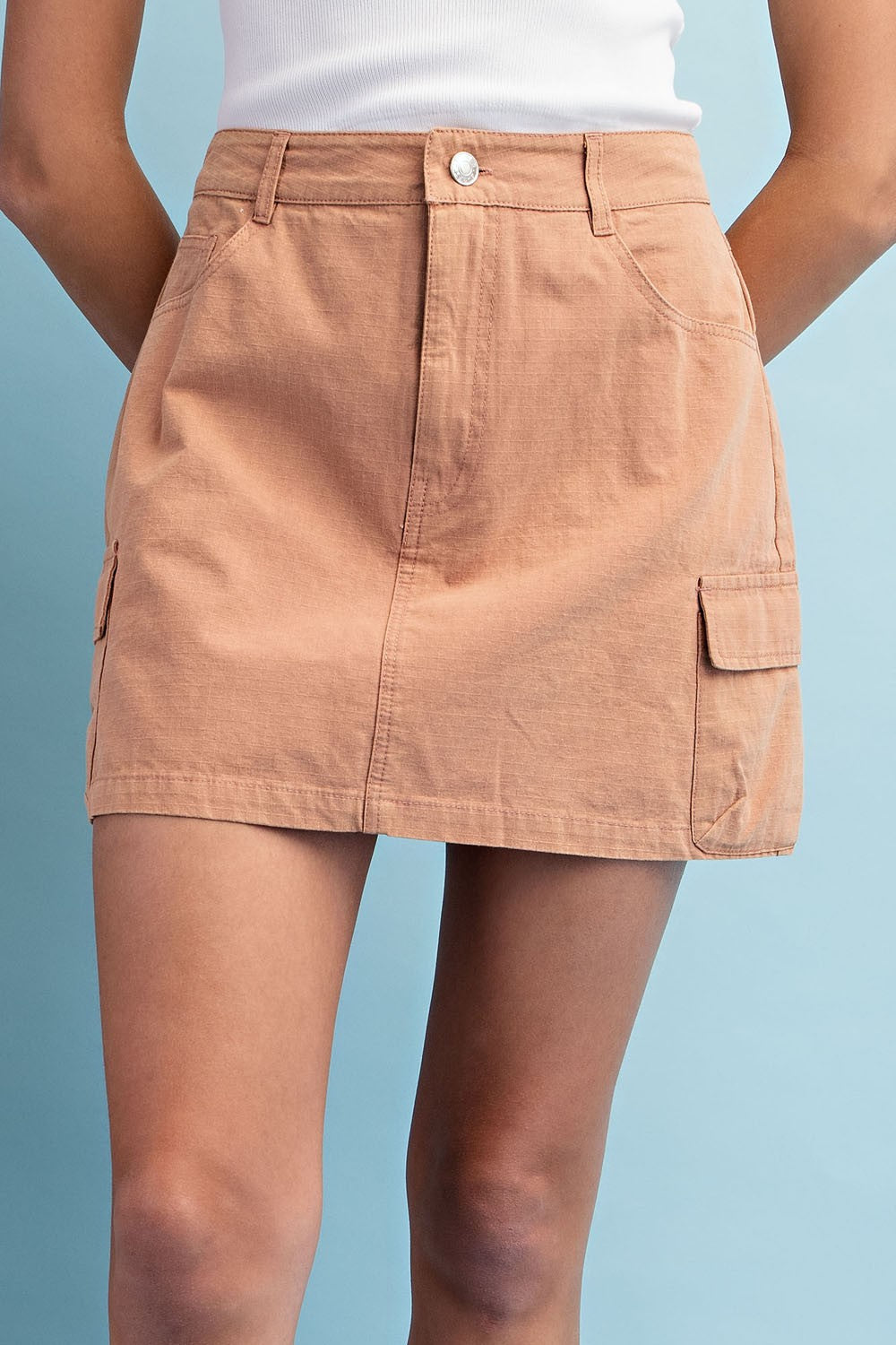 Stone Washed Mini Cargo Skirt