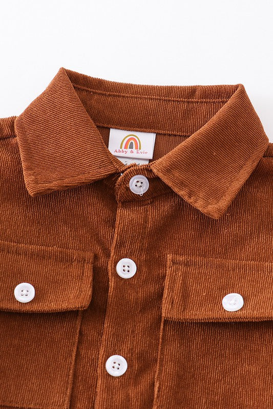 Rust Corduroy Button Down Shirt