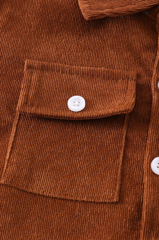 Rust Corduroy Button Down Shirt