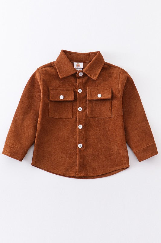 Rust Corduroy Button Down Shirt