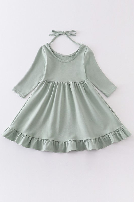 Sage Ruffle Girl Dress