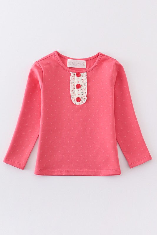 Platinum Pink Dot Ruffle Girl Top