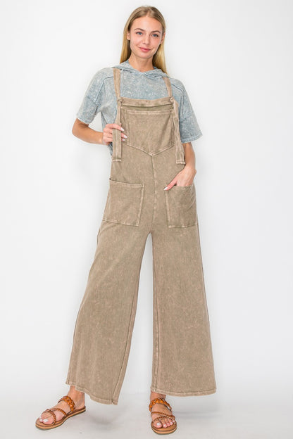 Mineral Wash Twill Overalls Jumpsuit